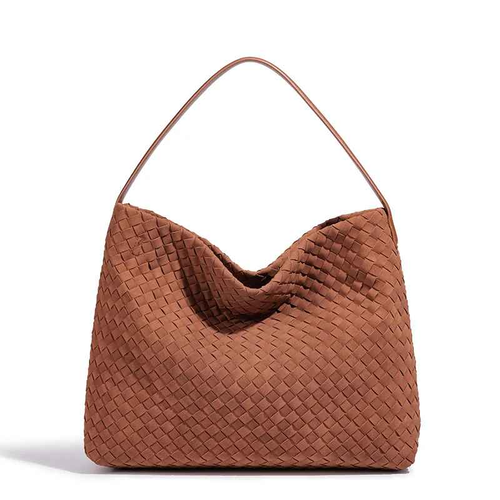 Women's Genuine Leather Woven Hobo Bag | Large Capacity Shoulder Tote - Picture 5 of 8