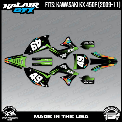 Graphics Kit for KAWASAKI KX450F (2009-2011) KX 450F Blaze - Green