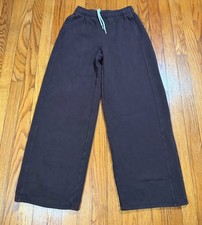 Aerie Offline Fleece Wide Leg Sweatpants Mid Rise Brown Women  s XS Drawstring