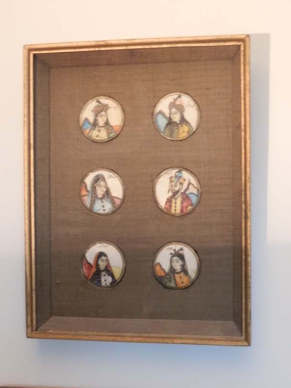 SIX MINIATURE PAINTINGS- CAMEOS ON BONE FROM INDIA MOGHUL PERIOD