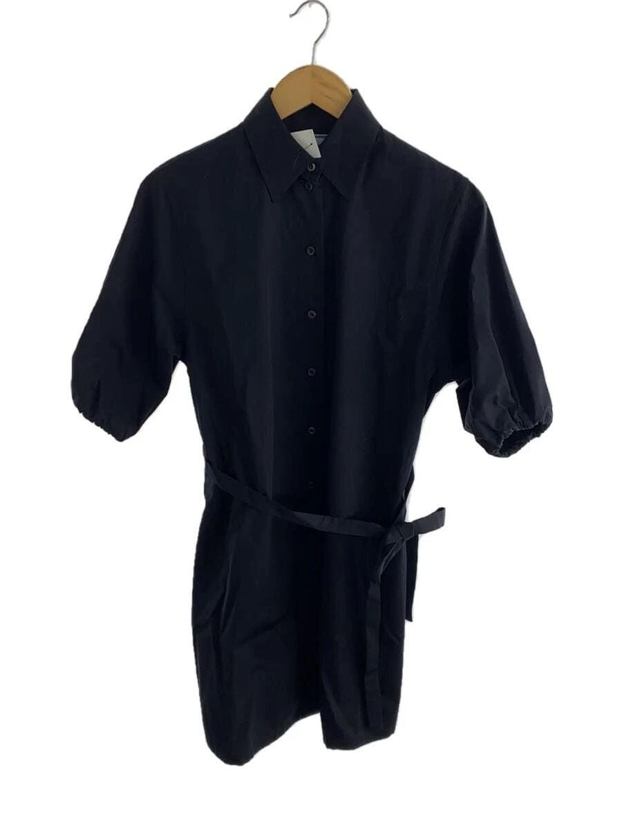 Abito camicia PRADA 36 cotone nero P3H95G jacquard popeline