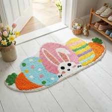 Easter Eggs Bath Mat Washable Rug 39.4x16.5 Inch Soft Tufted Fluffy Bunny
