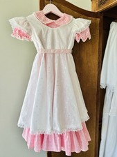 Vintage Handmade Easter Pinafore W/ Bloomers 3 Pc Dress Girls 6-8 Pink Gingham