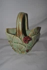 Mccoy Green Leaf And Berry Handled Basket Vase