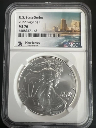 2022 American Silver Eagle 1oz Coin NGC MS70 ~ U.S. State Series New Jersey