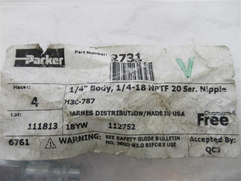 Parker, 2731, 1/4"Body X 1/4"Female Pipe Quick Disconnect Nipple(Bag 4)