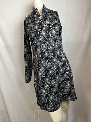 Soybu black and white Fireworks Casual dress 1/4 zip long sleeve Size  Medium | eBay