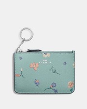 Coach Key Pouch With Mystical Floral Teal Multi Print - NWT