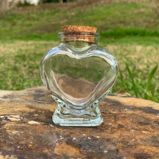 Glass Heart Jar  Tabletop Storage, Decor