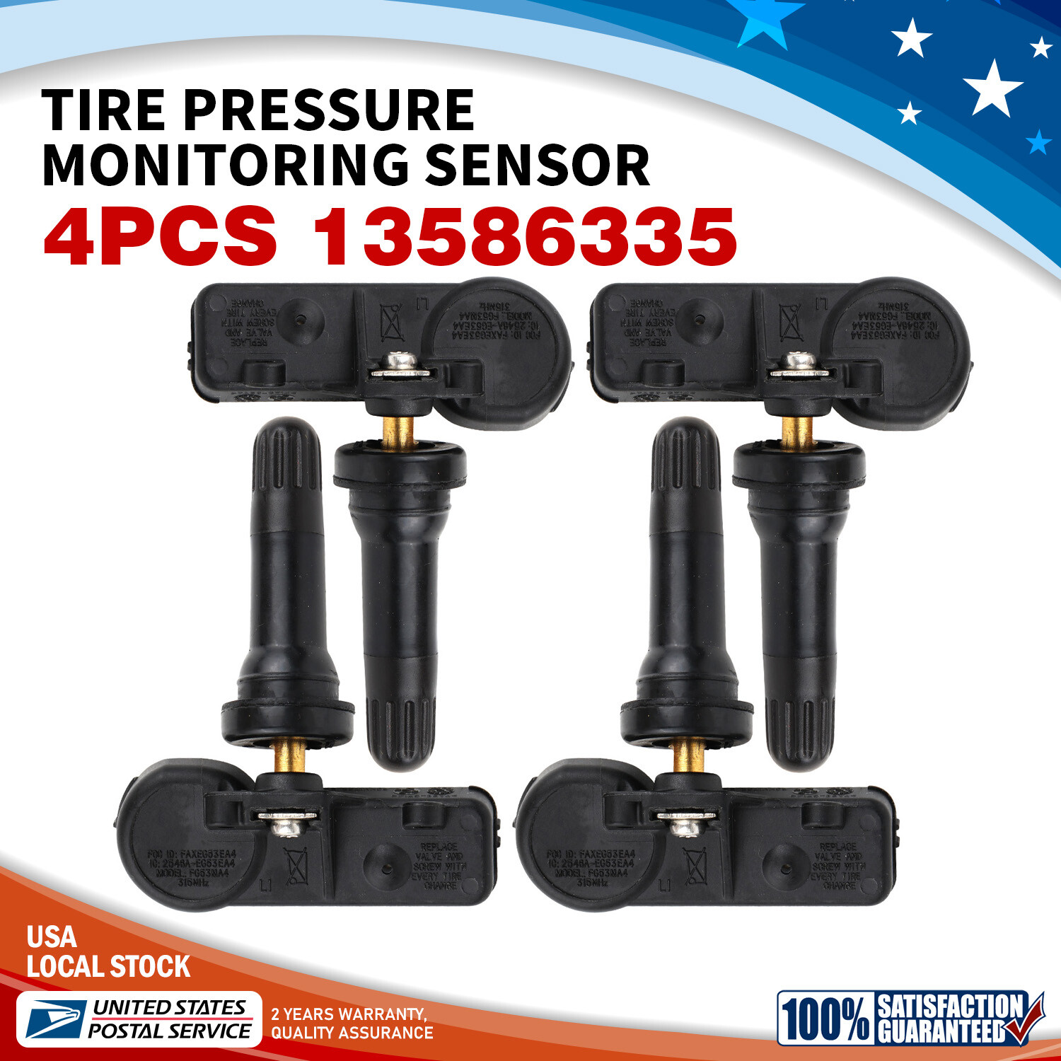 4PCS TPMS Tire Pressure Sensors for Chevrolet Silverado 1500 2500 3500 HD 2007-2018