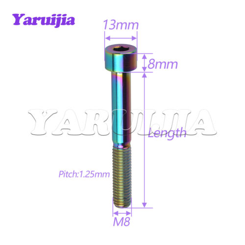 Titanium Bolt M8x15 20 25 30 35 40 45 50 60 70mm Socket Cap Hex Allen Ti Screws - Picture 2 of 12