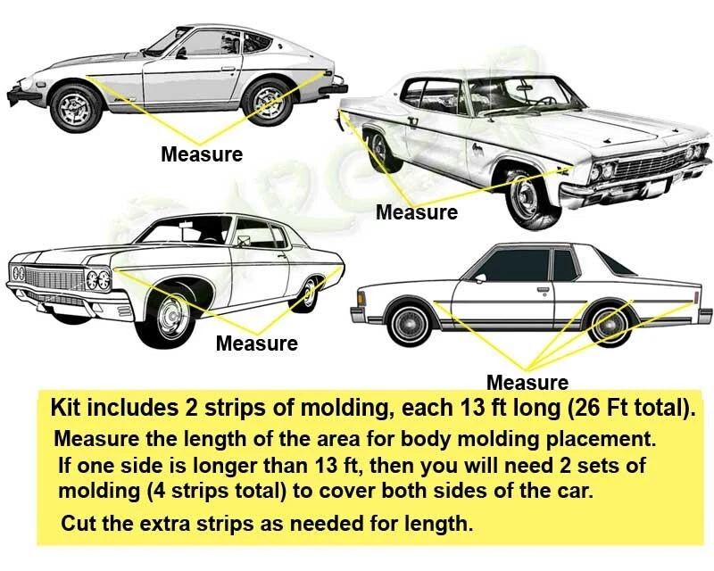 1  1/ 8" Vintage Style White & Chrome Beltline Body Side Molding 26 Ft w/Points Foto 2 de 4