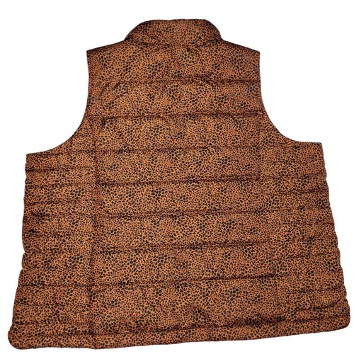 Lands End 600 Down Chaleco Amortiguador Mujer 3X 24-26W Leopardo Resistente al Agua Marrón NUEVO - Imagen 4 de 15