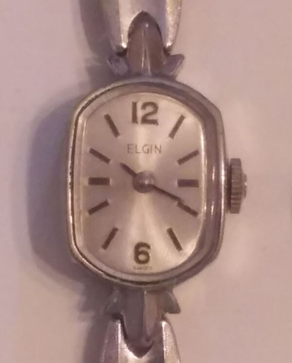 Elgin 10k White Gold RGP Bezel Vintage Ladies Wrist Watch Needs