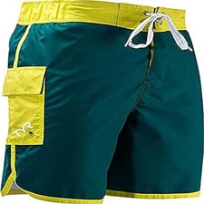 TYR Bulldog Sport Competitor Board Shorts, Green/Yellow, 2XL