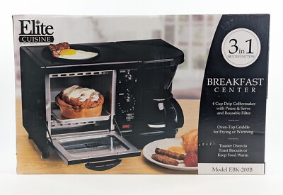 Maxi-Matic Elite 3-in-1 Breakfast Station   Toaster Oven Griddle EBK-200 - NEW