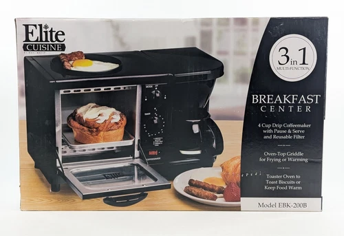Maxi-Matic Elite 3-in-1 Breakfast Station – Toaster Oven Griddle EBK-200 - NEW