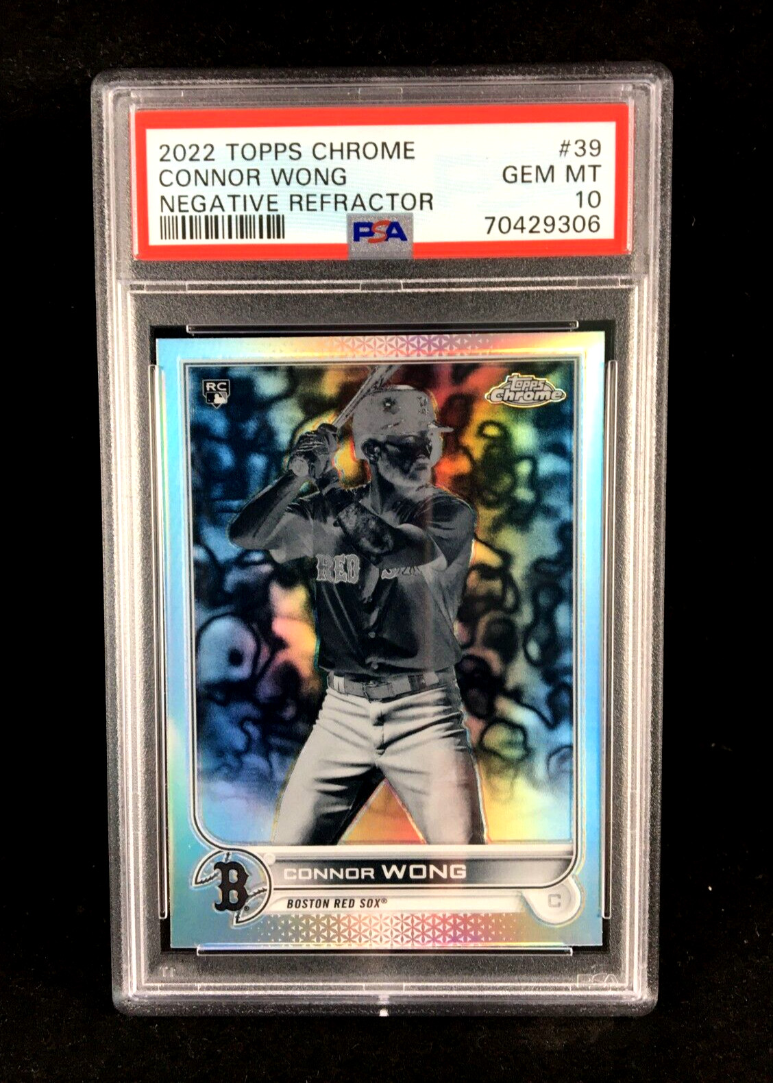 Pop 2 PSA 10 Connor Wong 2022 Topps Chrome NEGATIVE Refractor SP Rookie #39 RC