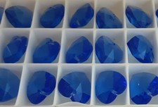 6 x Genuine 14mm Swarovski Crystal Sapphire Blue Heart Pendants - 6202