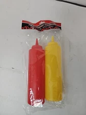 Set of Ketchup & Mustard Condiment Dispensers. Plastic. New. 