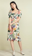Anthropologie Farm Rio Vintage Garden 100% Linen Puff Sleeve Dress XS $185