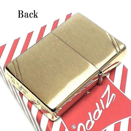 Zippo Oil Lighter 1937 Replica Flat Top Diagonal Line Gold Brass Satin Japan - Picture 3 of 6