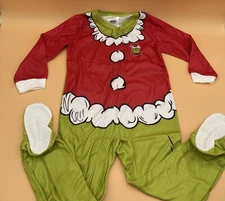 Dr Seuss The Grinch Toddler One Piece Footed Christmas Pajamas New 5T
