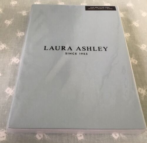 BNIP Laura Ashley King Size Deep Fitted Sheet Duck Egg Blue 100% Cotton Percale - Foto 1 di 9