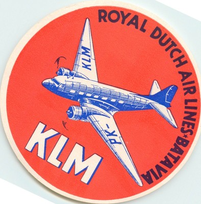 KLM Royal Dutch Airlines ~ Batavia ~ viejo \u0026 Original Etiqueta de equipaje,  C. 1950 | eBay