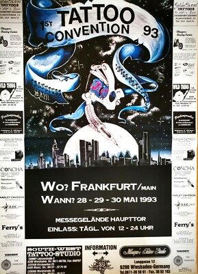 1. FRANKFURTER TATTOO CONVENTION  1993 +  Orig. Poster - Konzert Plakat - DIN A1