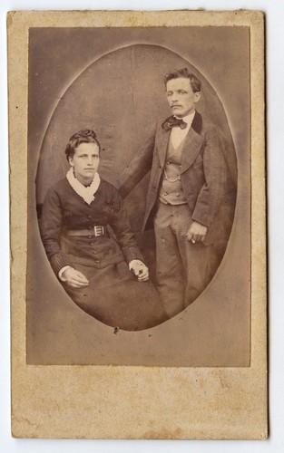 Portrait couple CDV médaillon photo ancienne 19e s. - 第 1/1 張圖片