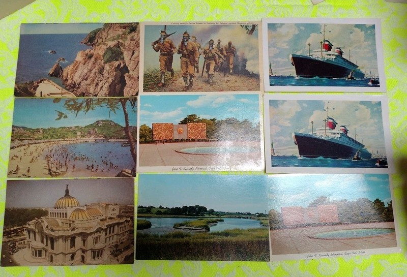 Vintage Stamped Postcards curteich Color WW11 Nd Others Lot Of 9