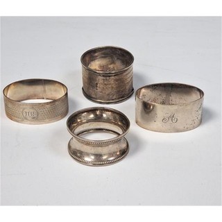 4 Silver Napkins Rings Vintage Birmingham & Chester 67.6g