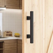 SMARTSTANDARD 10" Heavy Duty Sliding Barn Door Handle, Pull and Flush Set