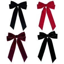 4 PCS Velvet Ribbon Hair Bows Long Tail Ponytail Clips Big Fall Alligator