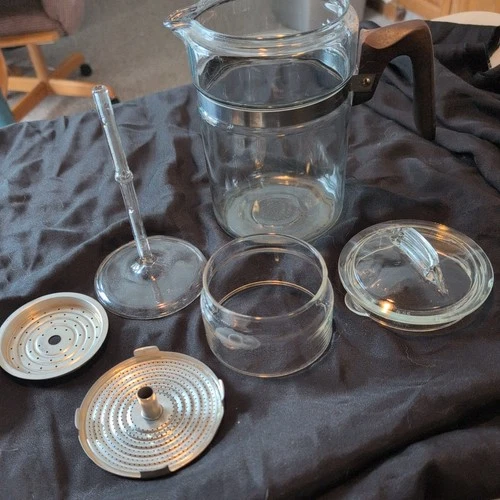Vintage Pyrex Flameware 7826-B Glass 6 cup Stovetop Coffee Percolator Complete