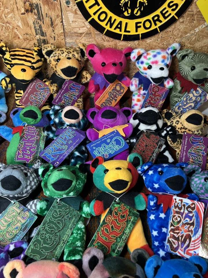 批量 33 件 Grateful Dead Bean Bear 液体 蓝色 Trippy Dancing Bears 带标签 — 第 4/4 张图片