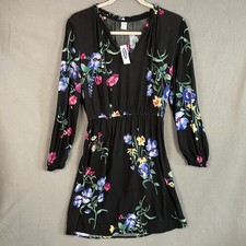 Old Navy Women's Floral Fit & Flare Dress Size S Black Elastic Waist NWT