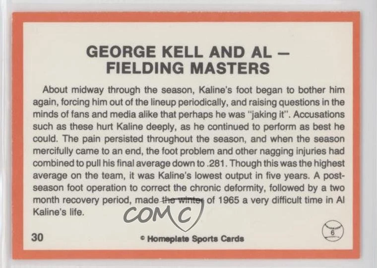 1983 Homeplate The Al Kaline Story Red Back Border George Kell Fielding Masters - Image 2 of 2