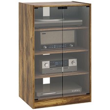 5-Tier Media Stand Cabinet with Adjustable Shelves and Glass Doors
