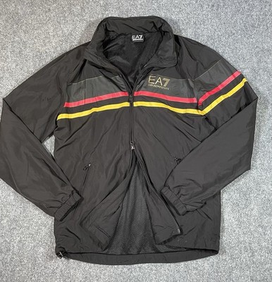 Emporio Armani EA7 Windbreaker Rain Jacket Hoodie Men's Medium Racing Stripe Bl