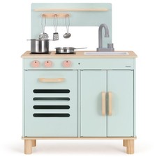 Wooden Play Kitchen Set Mint Green Stove Sink with 5 Tools Montessori Toy 3