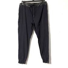 Vince Women's Black Nylon Faux Leather Trim Jogger Pants Size M M30002309