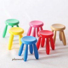 1/12 Dollhouse Miniature Colourful Round Stools Room Plastic Furniture 6 Colors