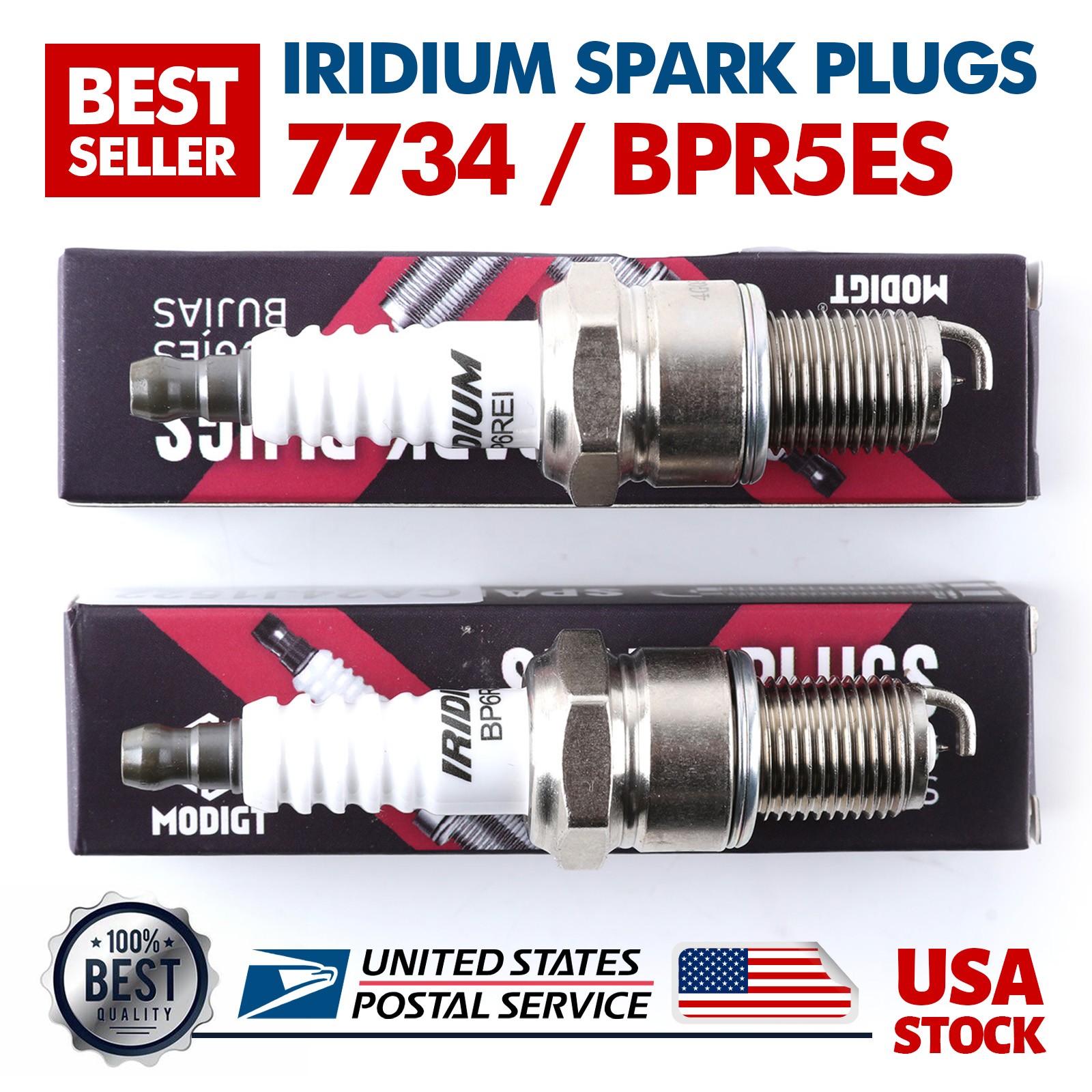 New 2 Pcs Durable 7734 BPR5ES Iridium Spark Plugs Upgrade high-performance