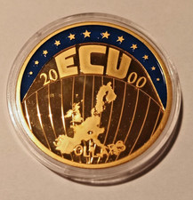 Liberia 5 Dollars 2000 ECU Cu vergoldet, limitiert PP-