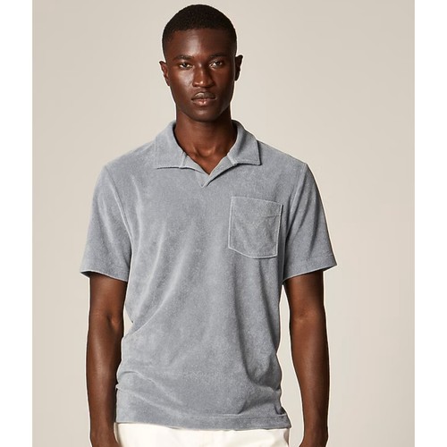 J. Crew Terry Cloth Johnny-collar Polo Shirt in White Size Large - Picture 5 of 5