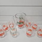 Vintage Anchor Hocking Orange Juice Pitcher with 8 glasses