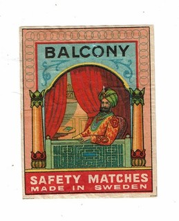1 Old Sweden c1900s packet matchbox label BalconySafety Matches size 92x72mm