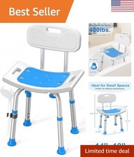 Lightweight Shower Chair with Adjustable Height and Non-Slip Design - 400 lbs